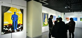 高清图：国韵-观·象 许建东、张弛、刘远征三人绘画展在空港文化中心开展
