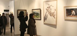 高清图：展示中国北方水彩艺术魅力 天津第八届水彩画展亮相财经大学