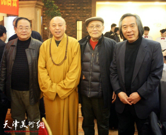 从右至左：霍春阳、孙长康、智如法师、孙季康