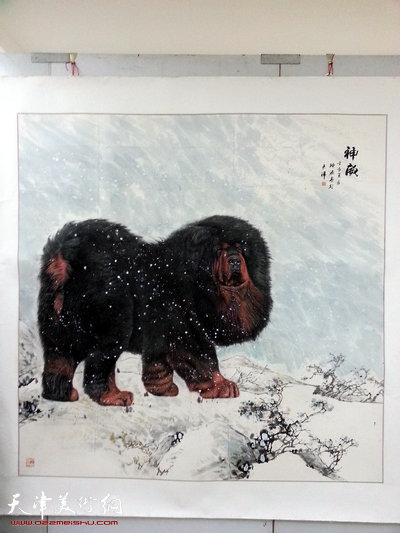 珅源、闪铭父女工笔画作品展5月24日在天津文联美术馆举行，图为展出的珅源、闪铭父女工笔画作品。