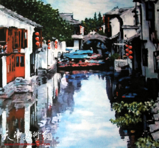 霍然绘画作品:江南水乡