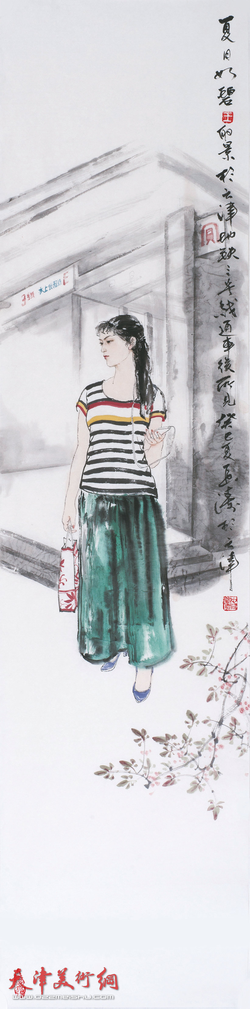 王春涛画展在齐鲁大地展津派画家风采，图为展出的王春涛新作《夏景如碧》