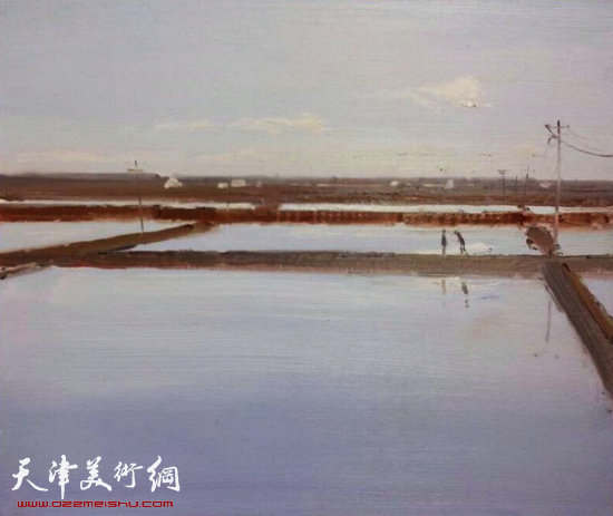 图为参展作品，刘悦画笔中的滨海新区。