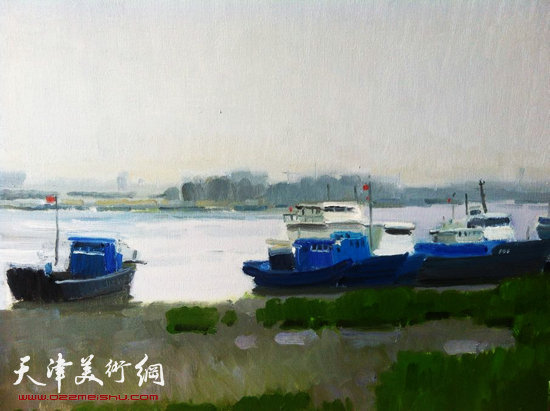 图为参展作品，刘悦画笔中的滨海新区。