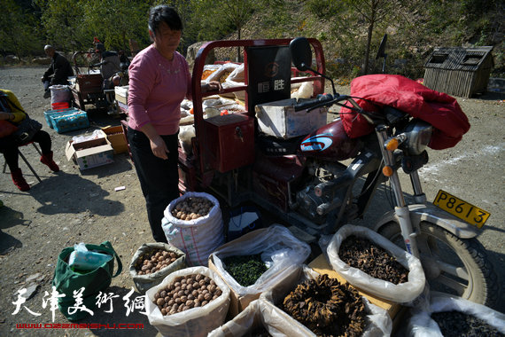 石龙峡的山货摊点