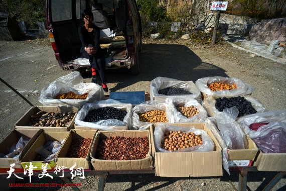 石龙峡的山货摊点