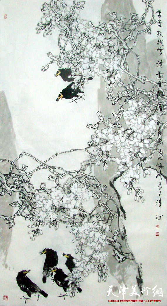 翟洪涛作品:《翠曼点残雪》