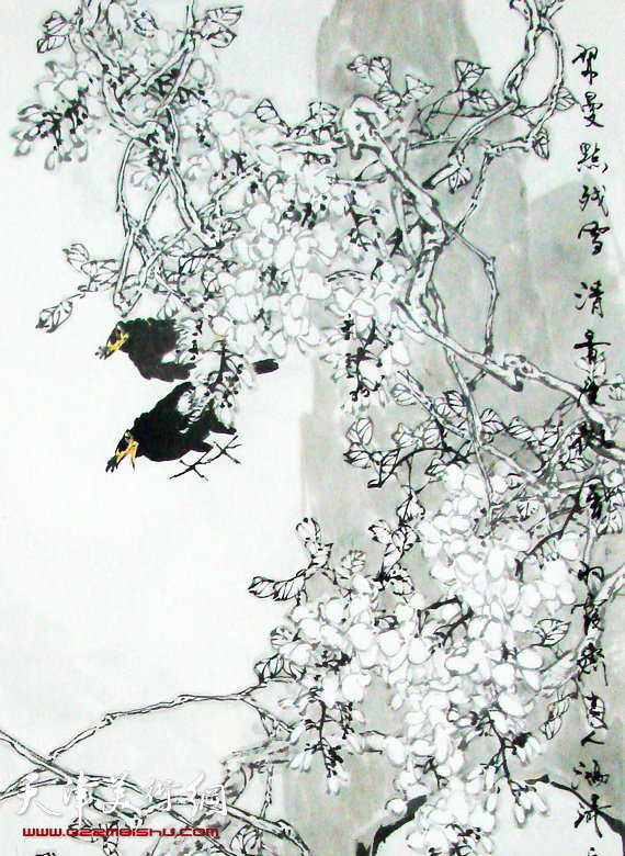 翟洪涛作品:《翠曼点残雪》