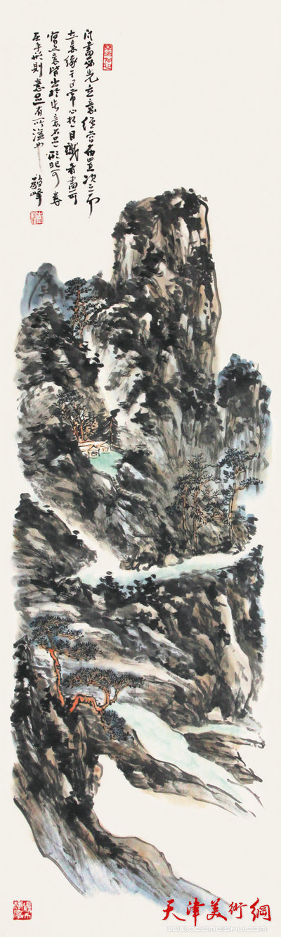 谦谦峰骨——李毅峰中国画巡回展参展作品：高峰耸云天