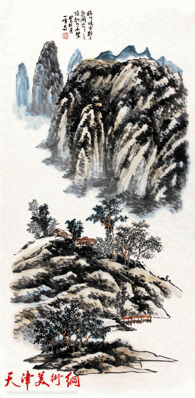 谦谦峰骨——李毅峰中国画巡回展参展作品：临川晓坐