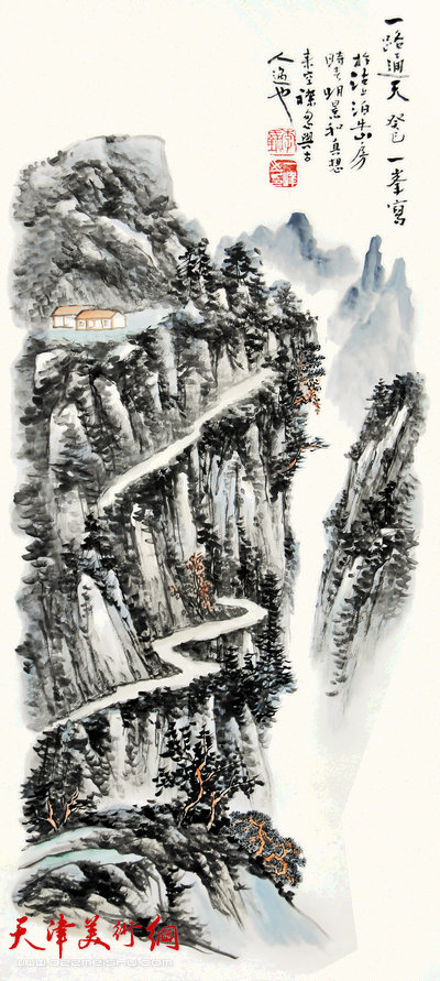 谦谦峰骨——李毅峰中国画巡回展参展作品：一路通天