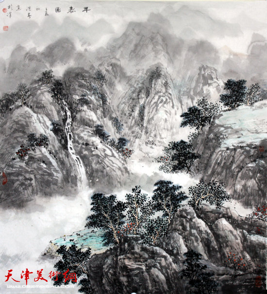 张洪春山水画作品：《早春图》