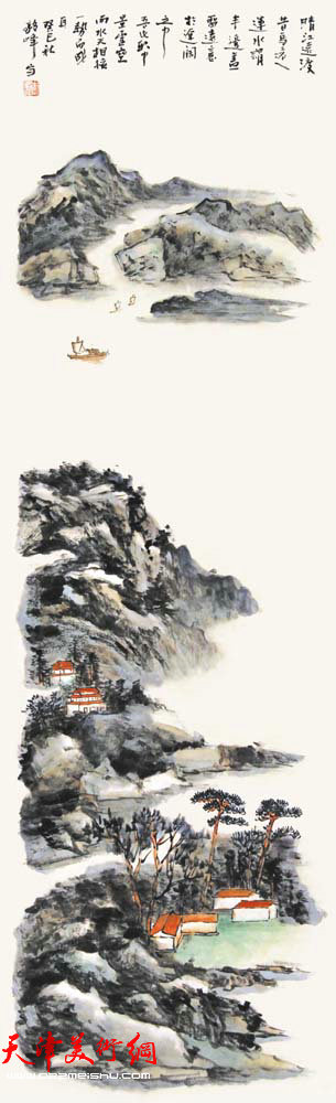 “谦谦峰骨 李毅峰中国画巡回展”参展作品《晴江远渡》 