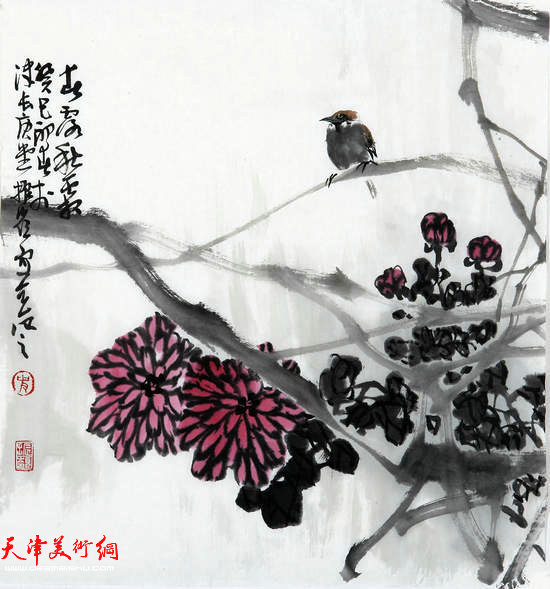 著名画家史振岭花鸟画：《清香悠远》