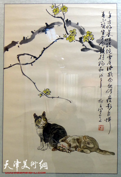 天津美院三教授国画精品联展在潍坊开幕，图为展出的杨树文作品。