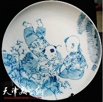 李文慧 青花婴戏纹盘 直径29cm 2012年