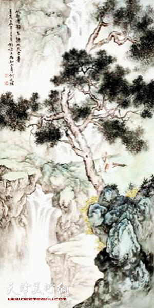 何延喆作品:琴泉双音图