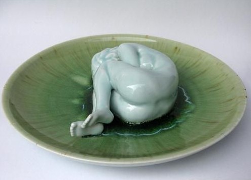 刘茂斌 陶艺雕塑 《这不是你的菜》(女人)