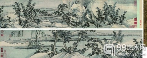 王翚 甲午（1714年）作 惜竹爱松图 手卷（2011年嘉德获价2300万元，张学良旧藏