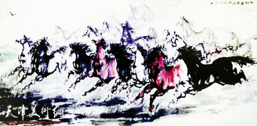 “马年画马”主题艺术展展品:王高建《神骏出天山》