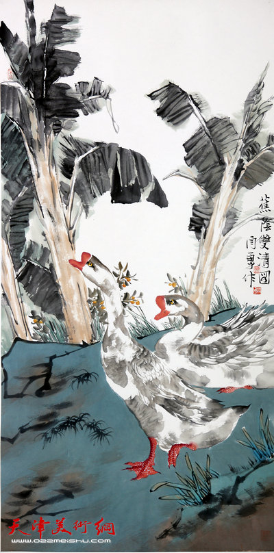 闫勇作品:蕉荫双清图