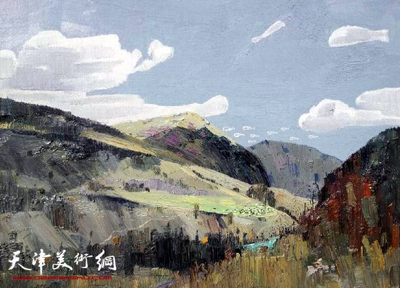 肖育作品:新疆喀纳斯风景油画写生