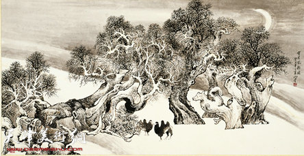 杜明岑作品：《雪月风韵图》