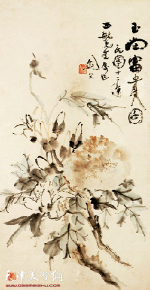 高剑父 玉堂富贵图 86×44.8cm 1923年