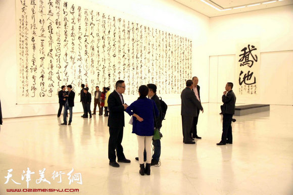 天津著名书法家马孟杰书法展4日在西安开幕，图为书展现场。