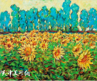 莫大林 早晨的向日葵园 50×60cm