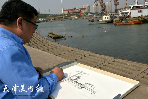 天津中青年画家在滨海新区写生