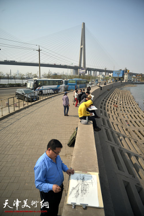 天津中青年画家在滨海新区写生