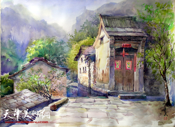 陈重武作品：太行大峡谷里的村庄
