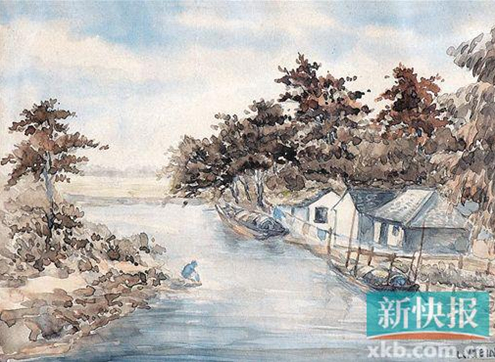 李铁夫《水乡风景》