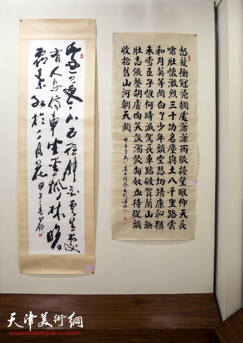 两岸四地中国书画展在潮州丹木美术馆开幕，图为展出的作品。