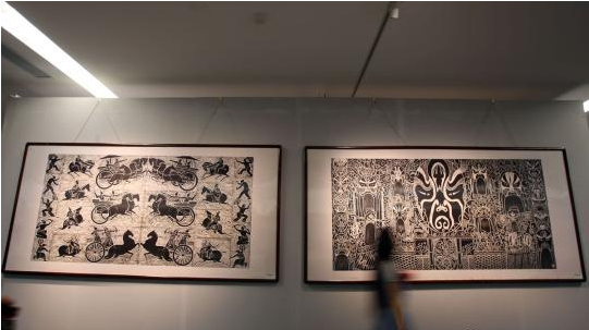  大型版画《汾河千里图》捐赠仪式暨侯琪版画展在太原美术馆开展。