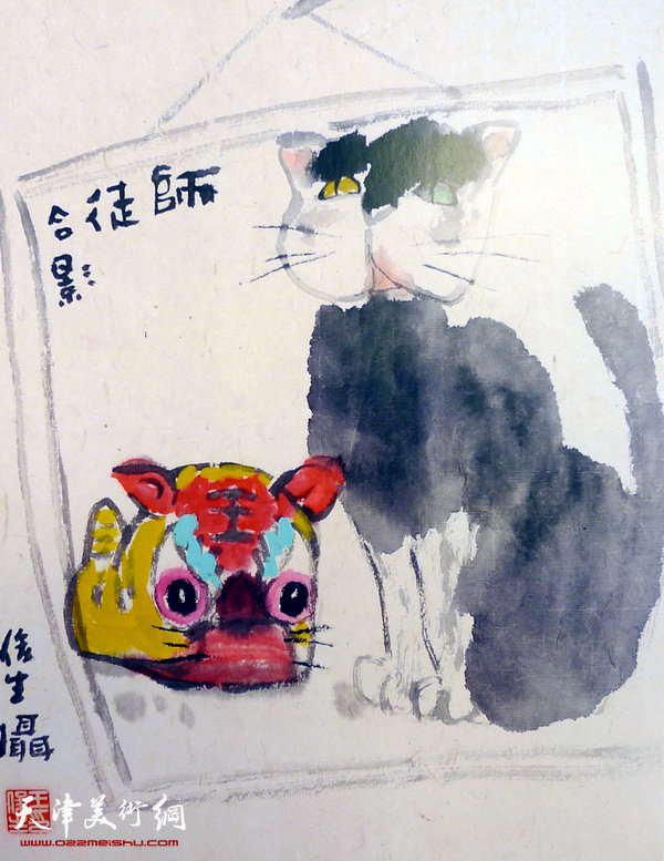 王俊生水墨画:《师徒合影》