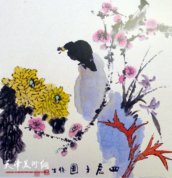 王俊生水墨画:《四君子图》