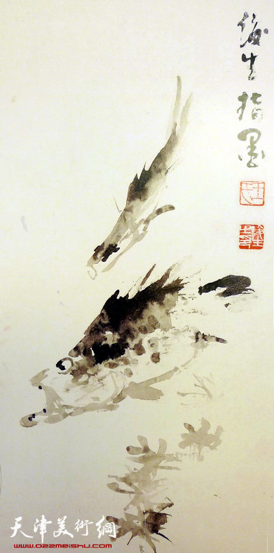 王俊生水墨画:《江鳞出波》