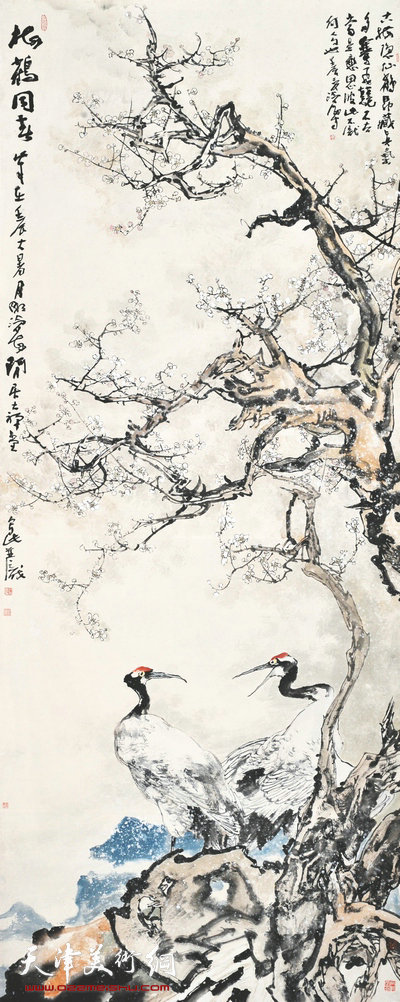 尹沧海作品:《梅鹤同春》