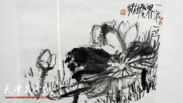 隋牟作品展6月24日在滨海新区开幕,图为展出的隋牟作品。