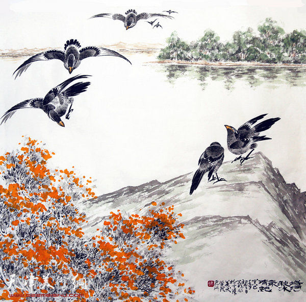 马明作品:《塔河秋水》
