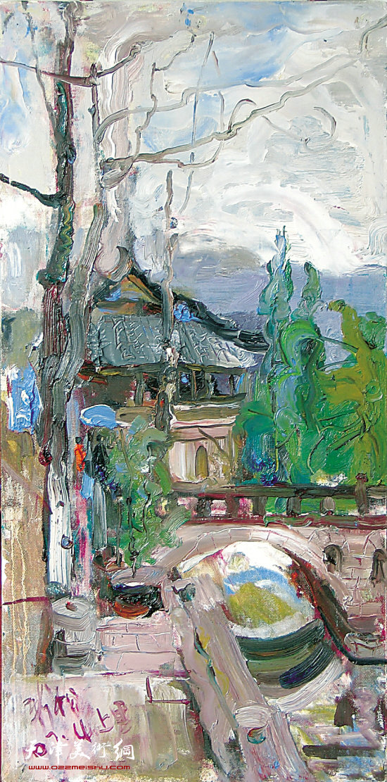 廖新松 上里古镇 油画写生系列 60×30cm 2007