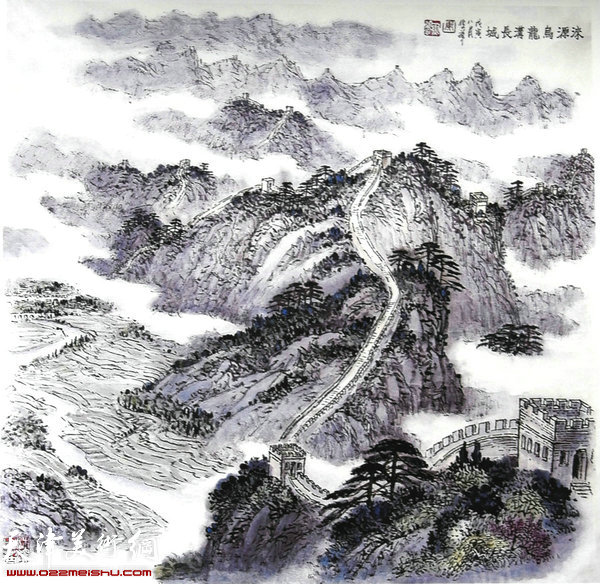 焦俊华山水画作品：《古塞龙门》