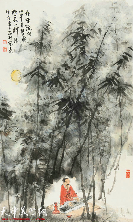 陈丙利山水画作品：《月夜清风图》