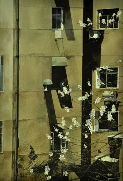 邓涵【墙花】2013，尺寸：77x52cm