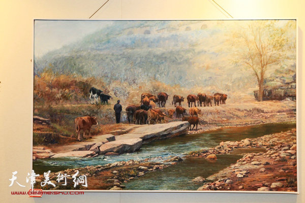 天津知名油画家新作品在中惠团泊湾展出，图为画展展出的韩大壮作品。