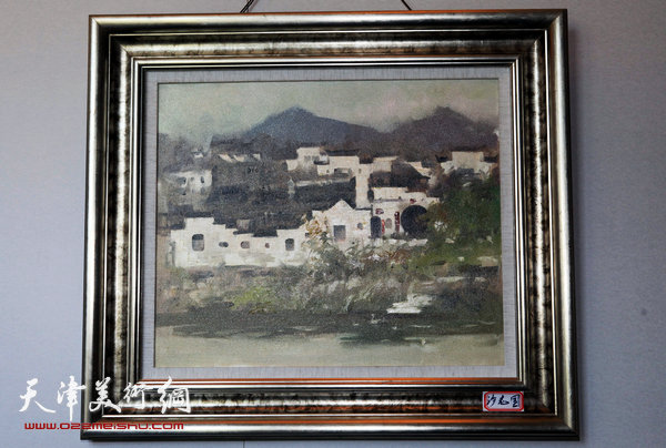 天津知名油画家新作品在中惠团泊湾展出，图为画展展出的沙志国作品。