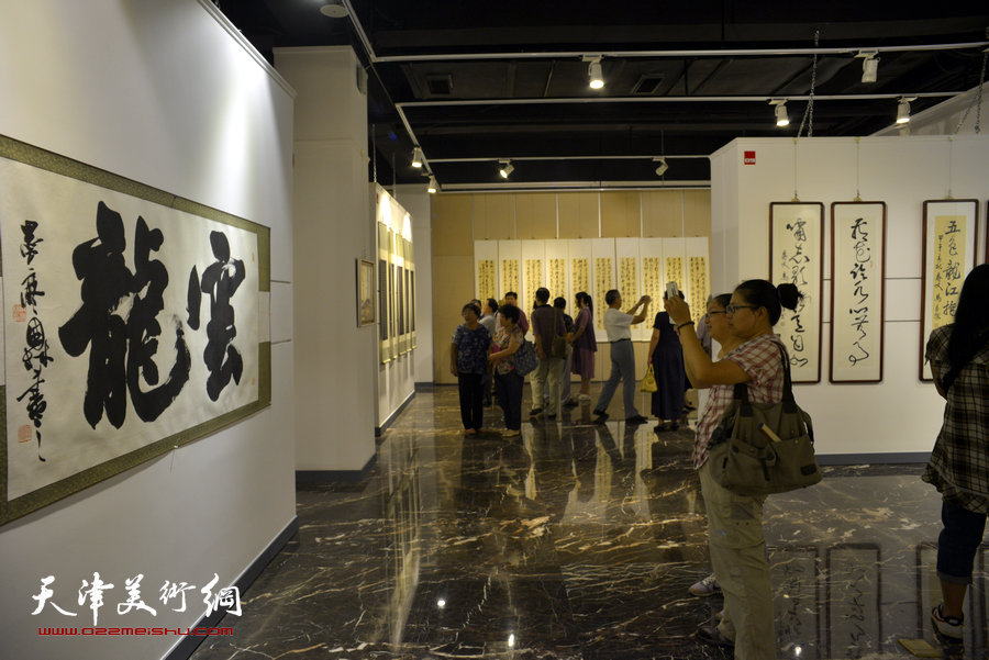 别有黛色—张福义、康国林、马孟杰三人书法展亮相天津日报美术馆，图为展览现场。