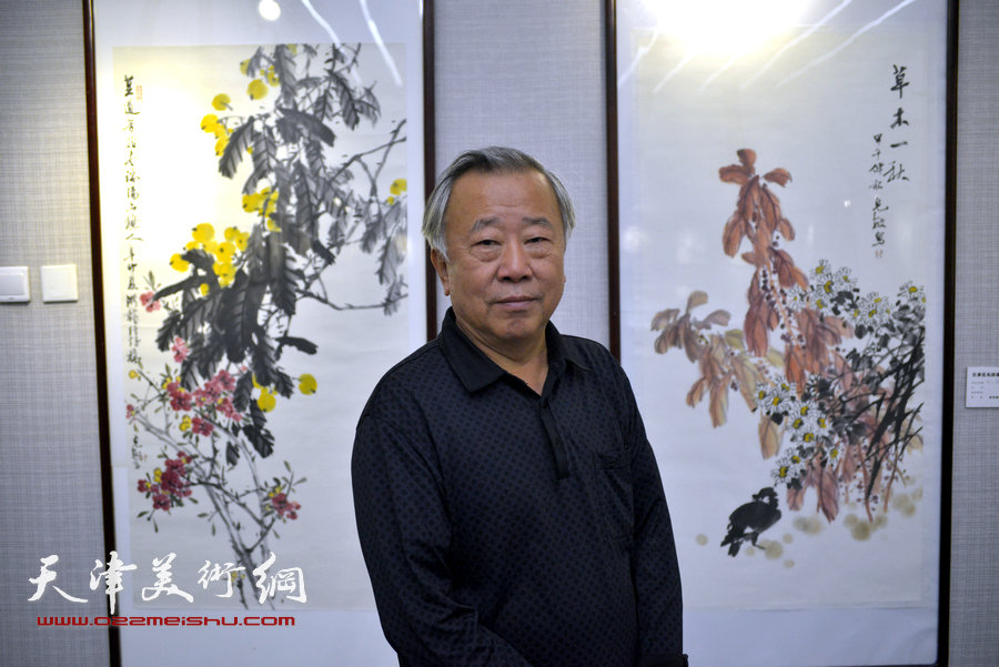 “贾、史、阮、郭”天津花鸟四家画展在天津图书馆举行，图为